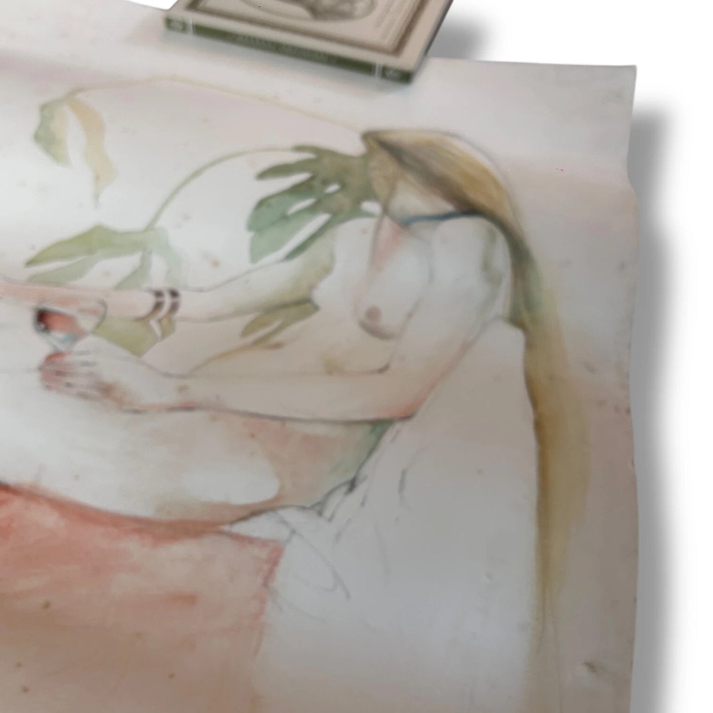 Vintage 1980s Watercolour Nude Painting