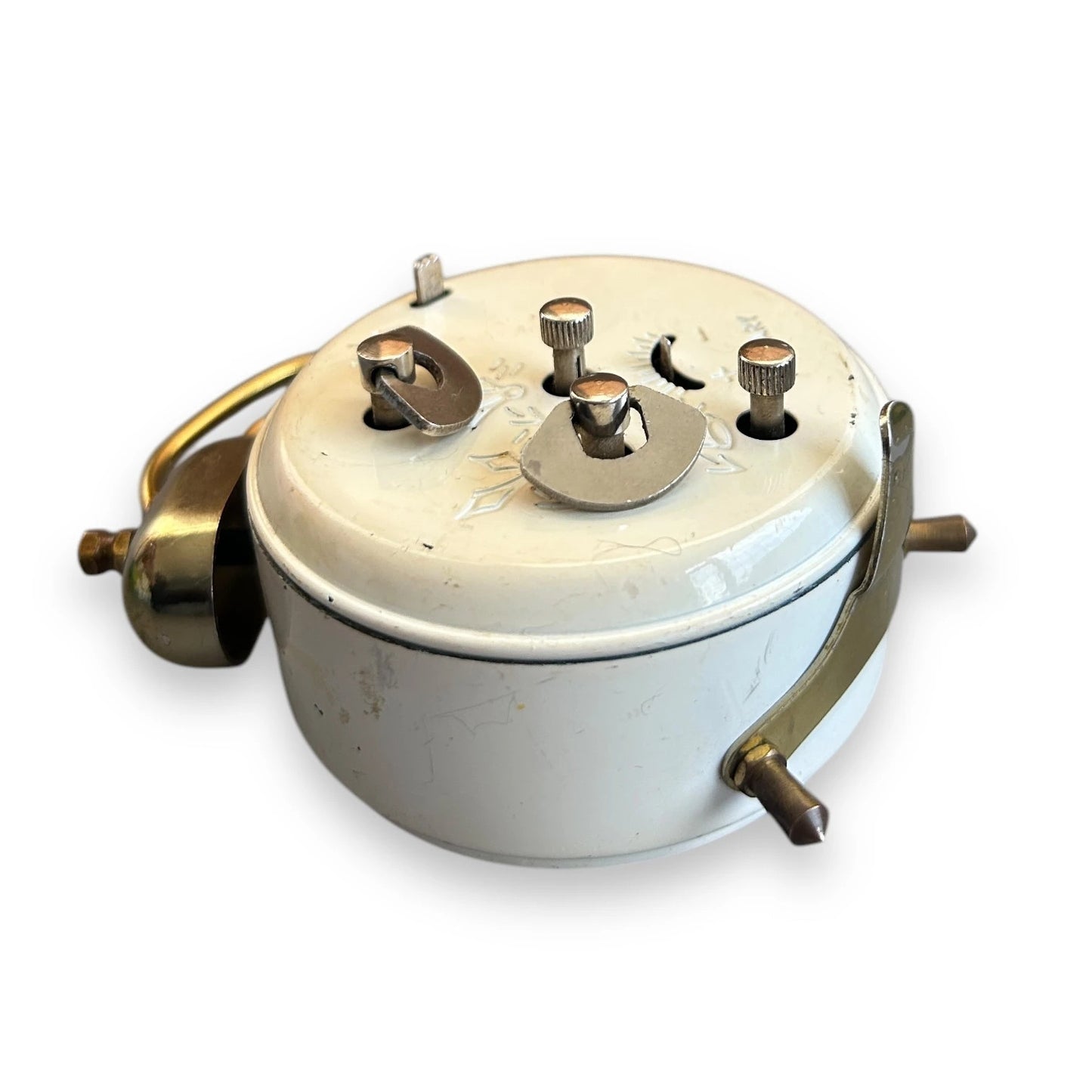 Mid Century Hungarian White Alarm Clock