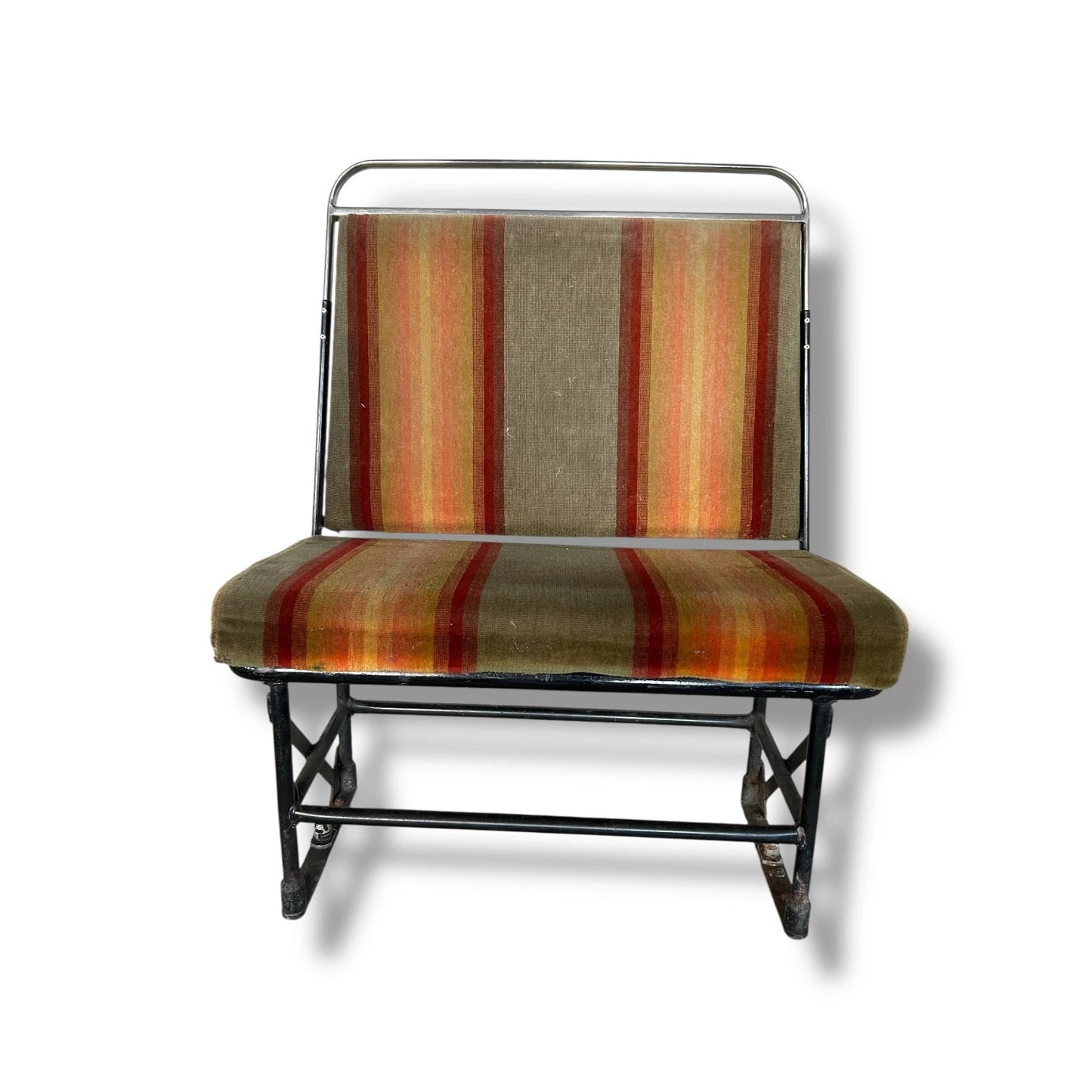Vintage Bus Seat – Industrial Retro Two-Seater Bench with Striped Upholstery
