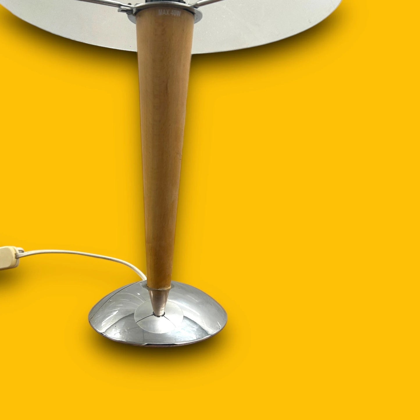 Vintage 90s Ikea Kvintol Teak and Chrome Table Lamp