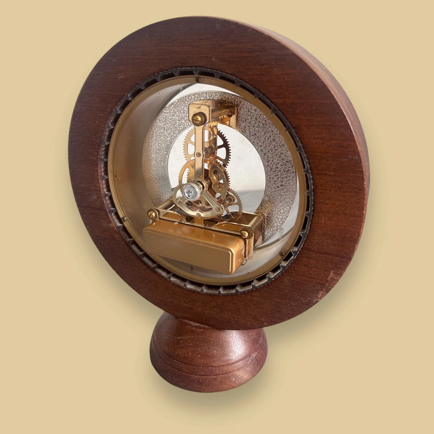 Vintage 90s Wood Skeleton Table Clock