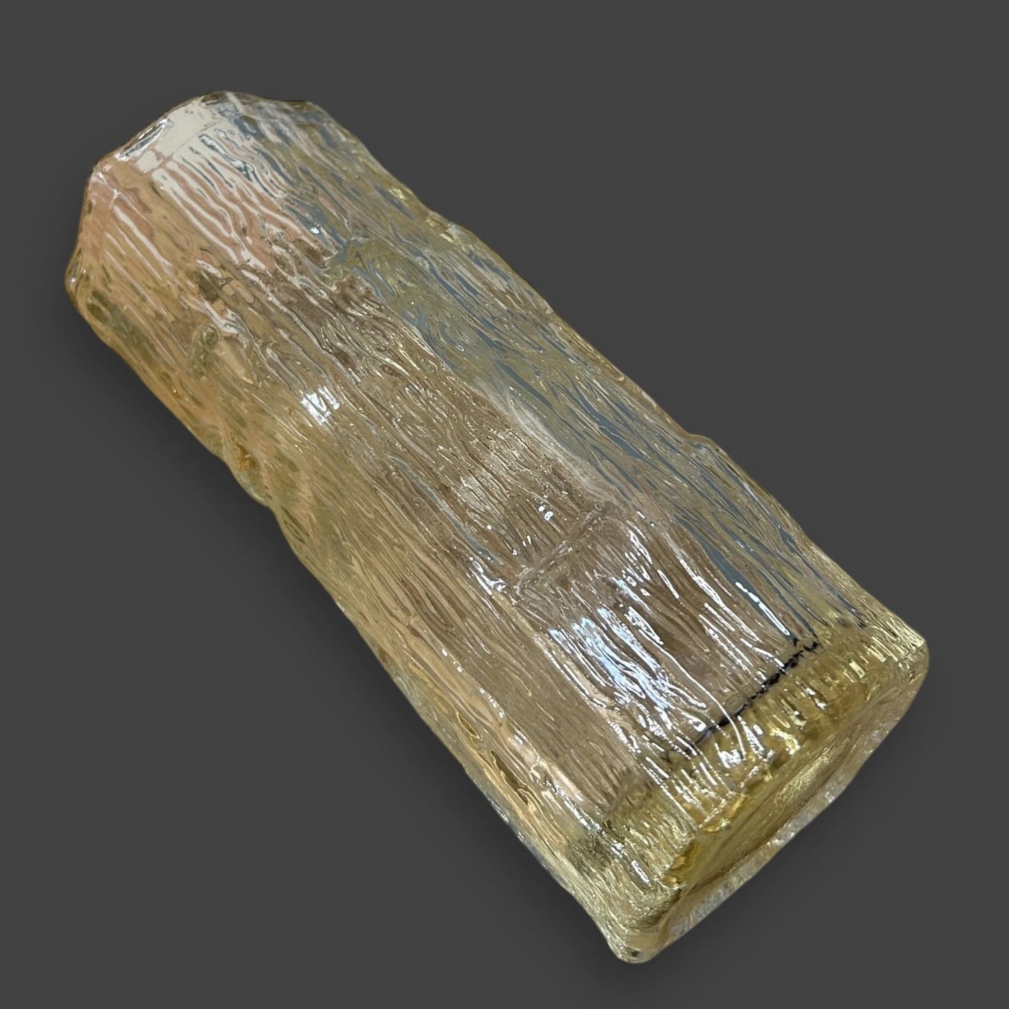 Mid Century Clear Glass Bark Vase