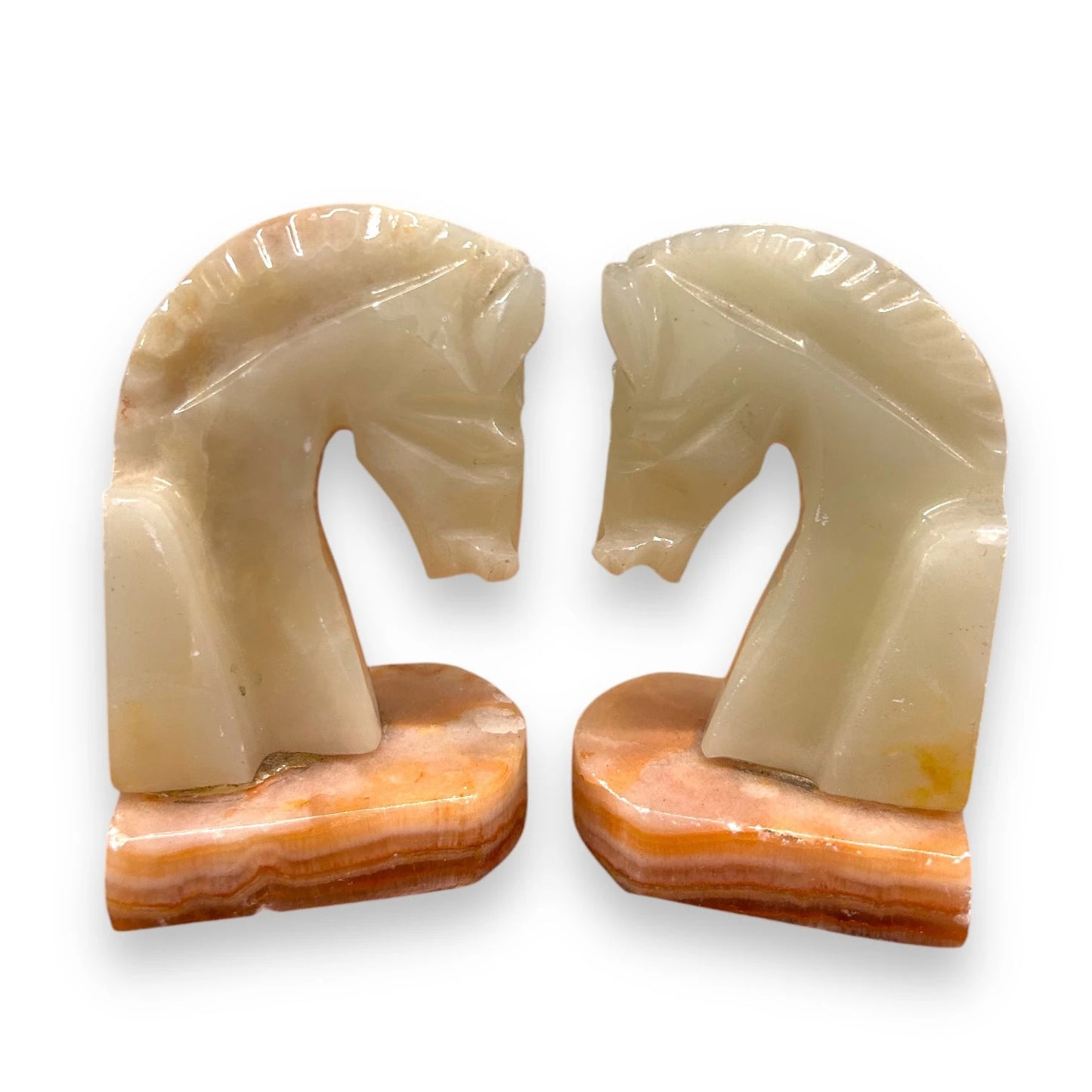 Mid century Onyx marble horse book ends