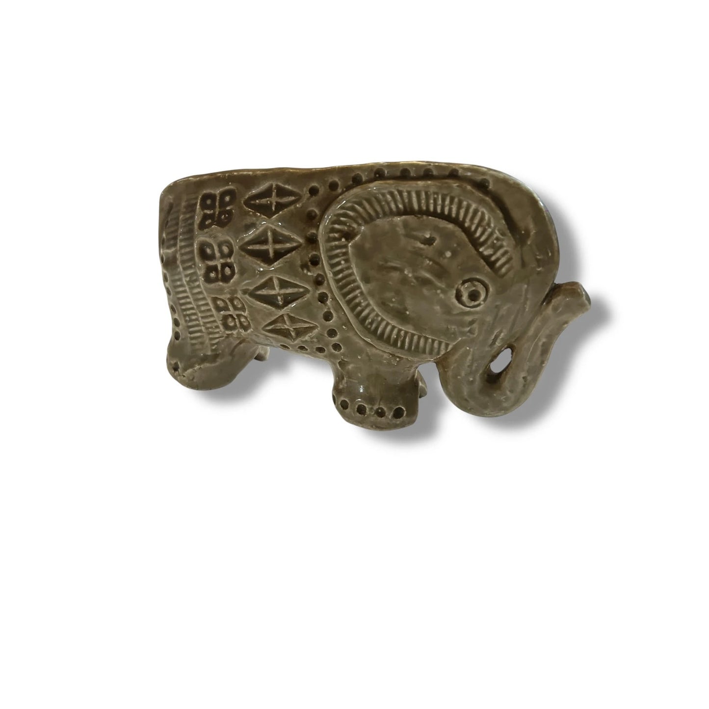 Aldo Londi Bitossi Rimini Pale Green Elephant | Mid Century Italian Ceramic Figurine