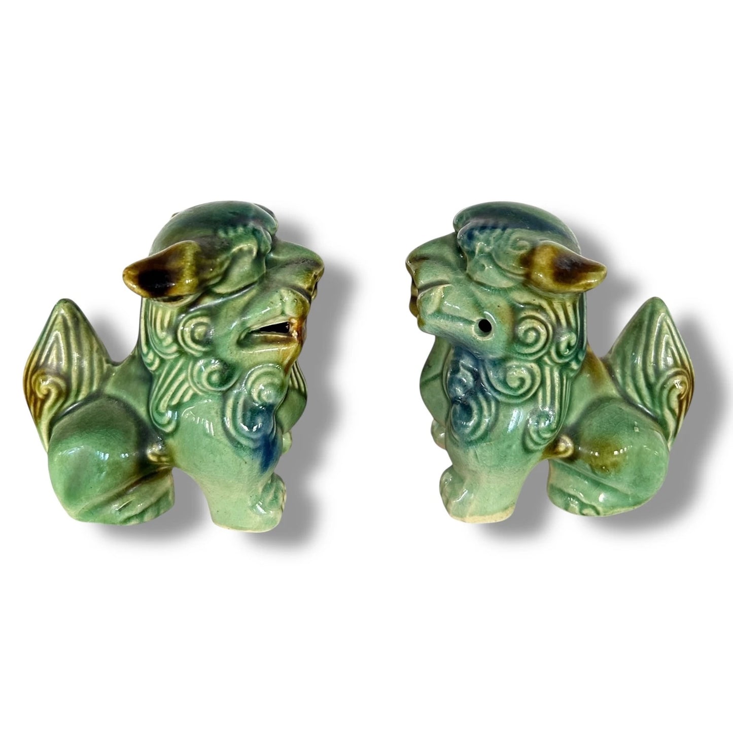 Mid Century Modern Pair of Chinese Ceramic Foo Dogs