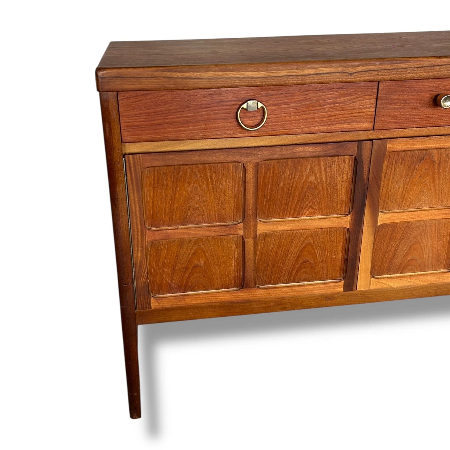 Mid Century Modern Nathan Squares Teak Sideboard Credenza Buffet