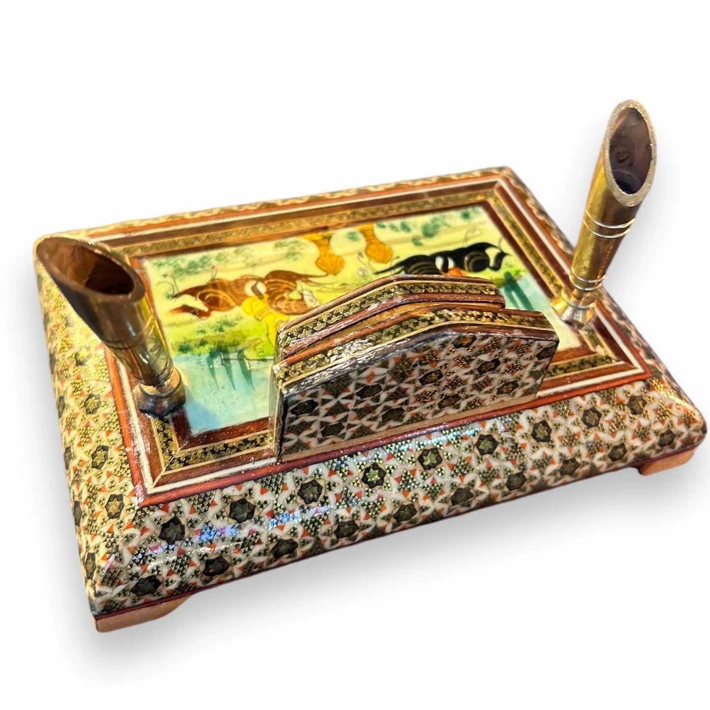 Vintage 1950s Persian Khatam Letter Holder