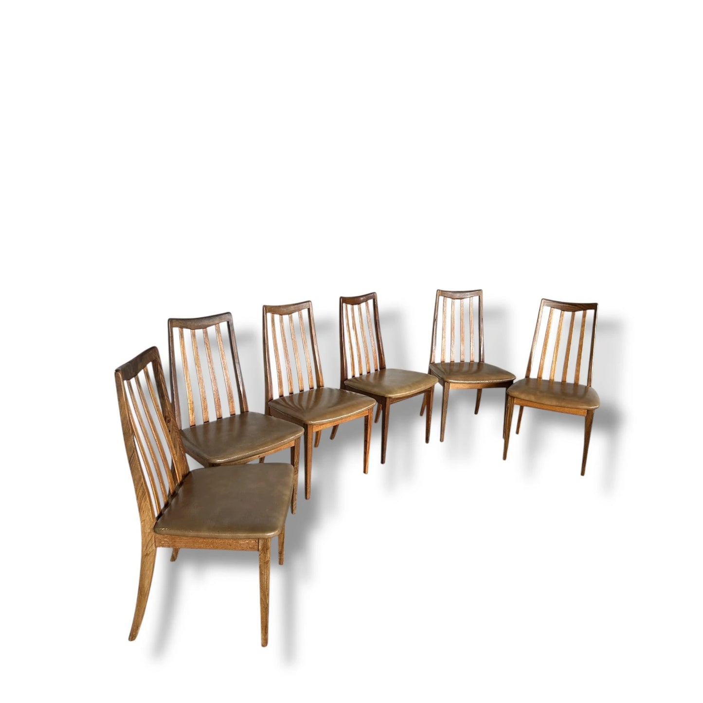 Vintage Mid-Century Modern G Plan Teak Dining Chairs – Set of 6, Yellow Vinyl Upholstery