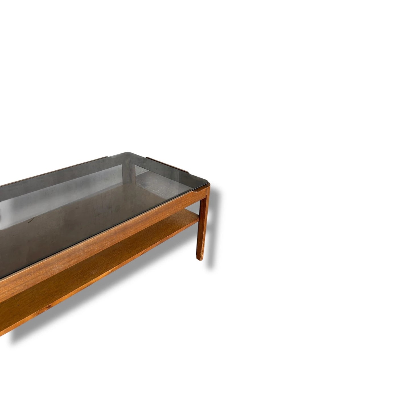 Mid Century Modern Myers Smoked Glass and Teak Coffee Table