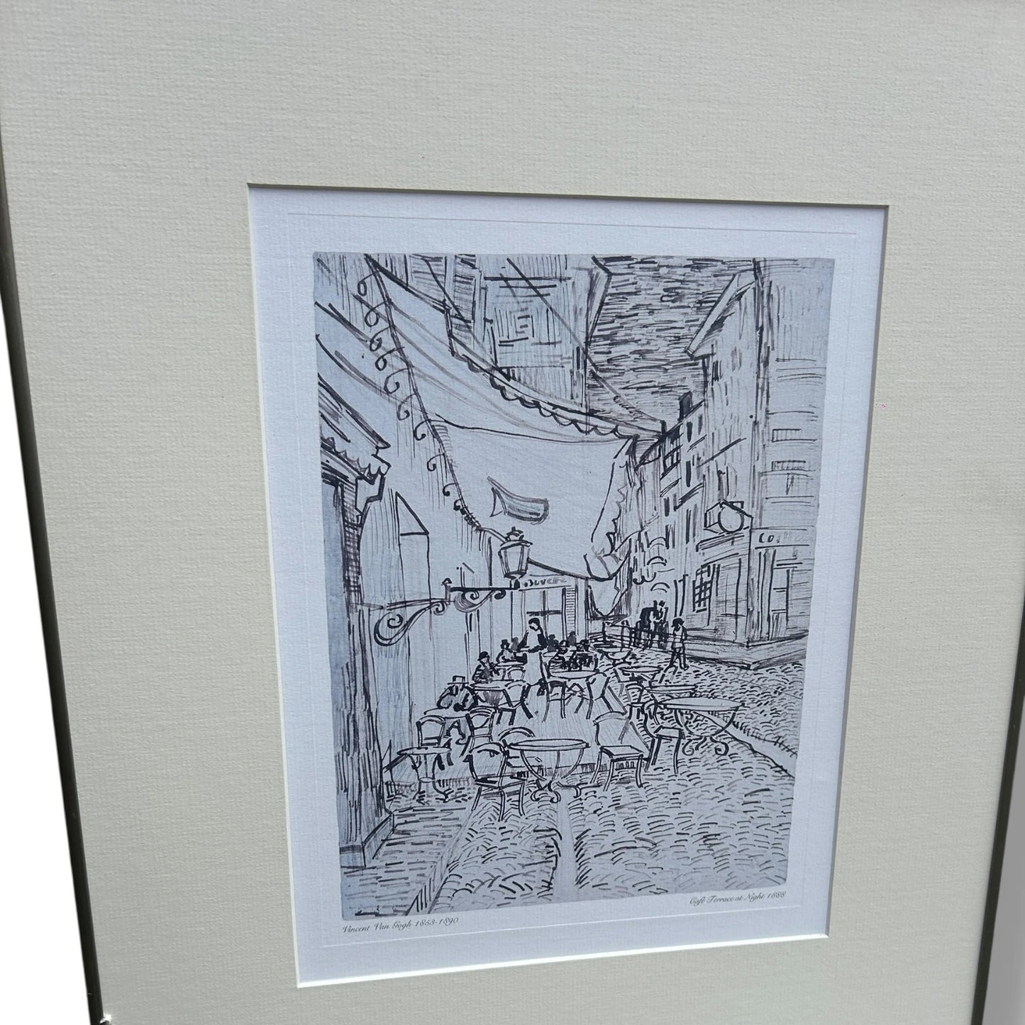 Vintage 1970s Vincent Van Gogh Café Terrace at Night Framed Lithograph