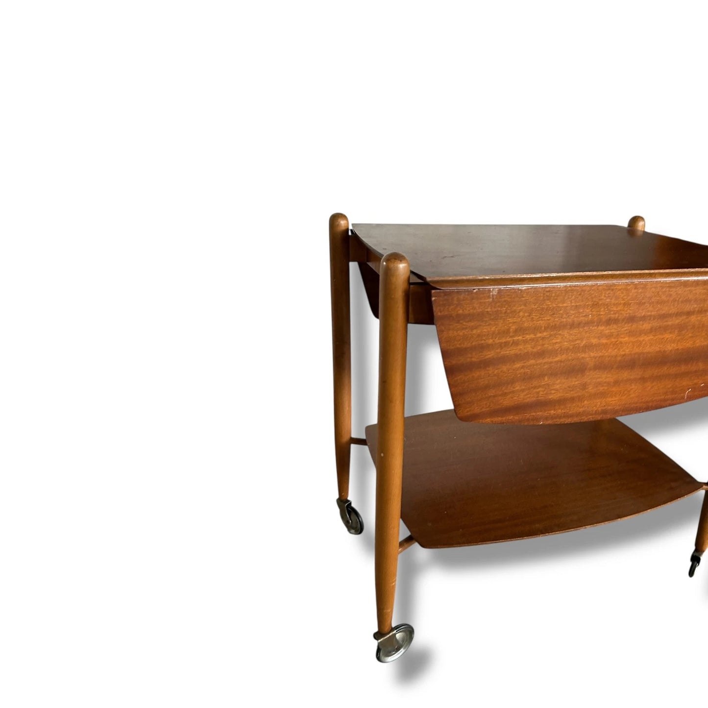 Mid Century Modern Vanson Drop-Leaf Teak Drinks Trolley