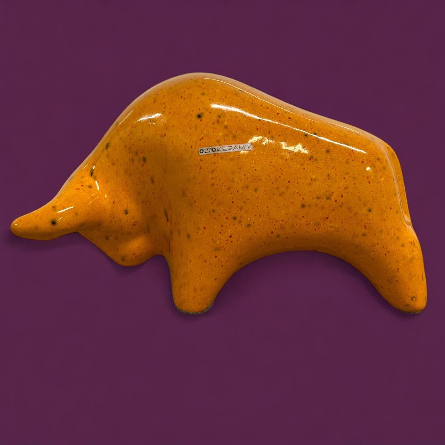 Mid Century Otto Keramik West German Lava Bull Sculpture