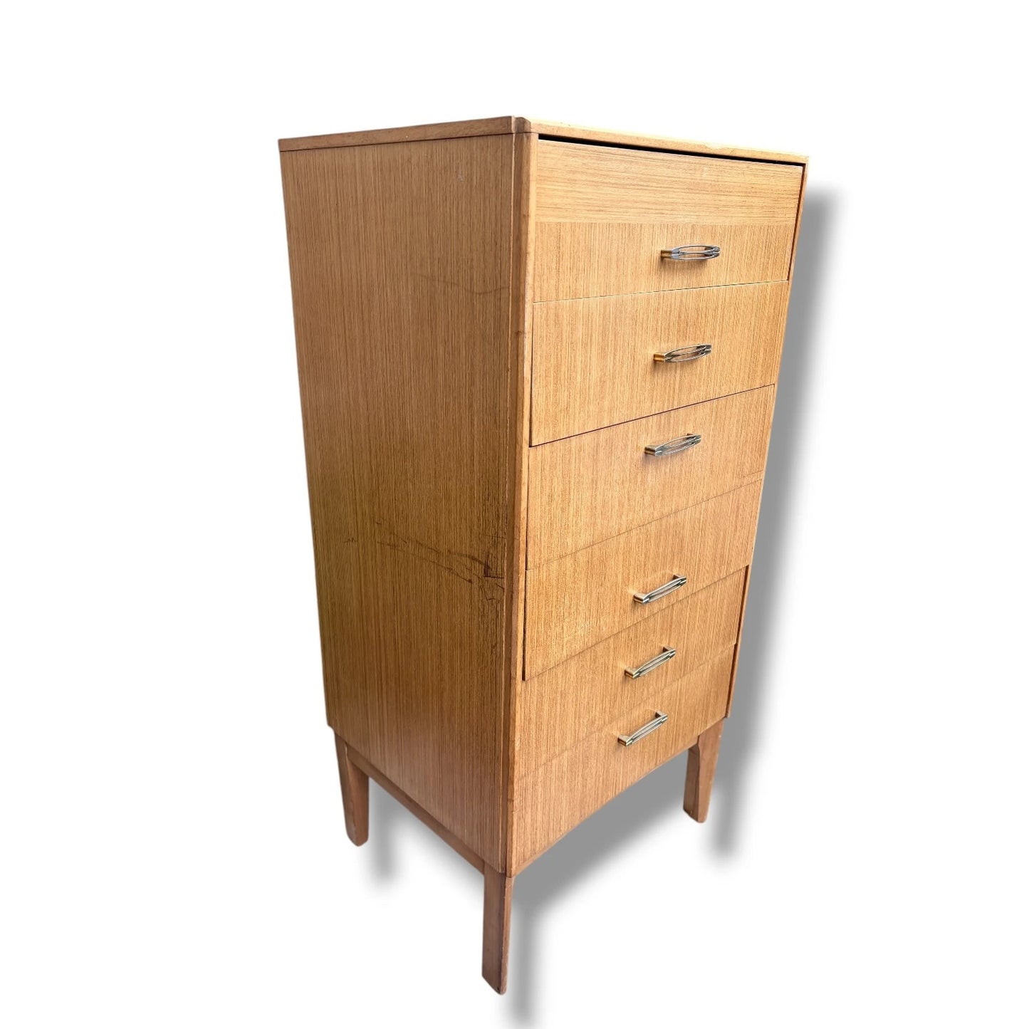 Mid Century Avalon Tallboy Chest of Drawers | Vintage Teak Bedroom Storage