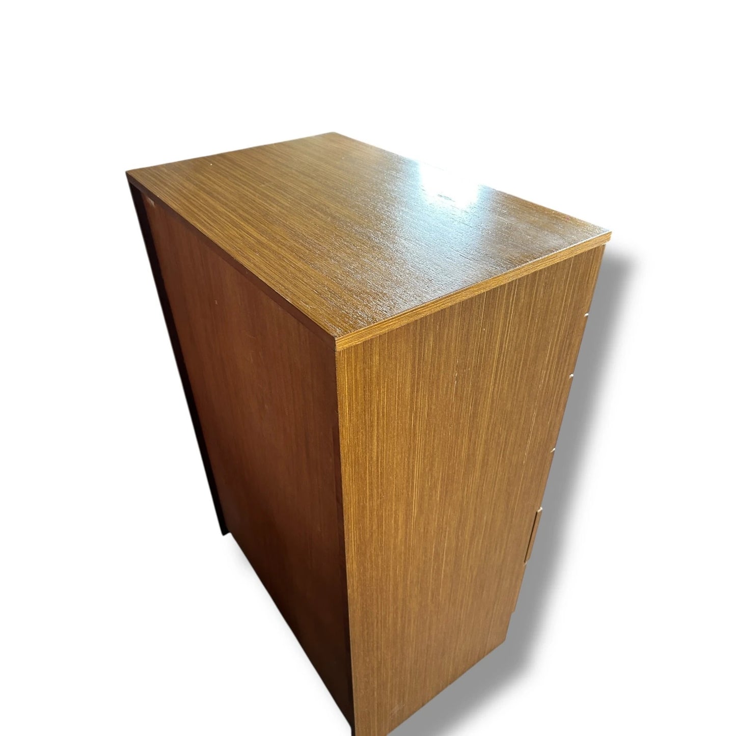 Mid Century Modern Teak Formica Tallboy Chest of Drawers