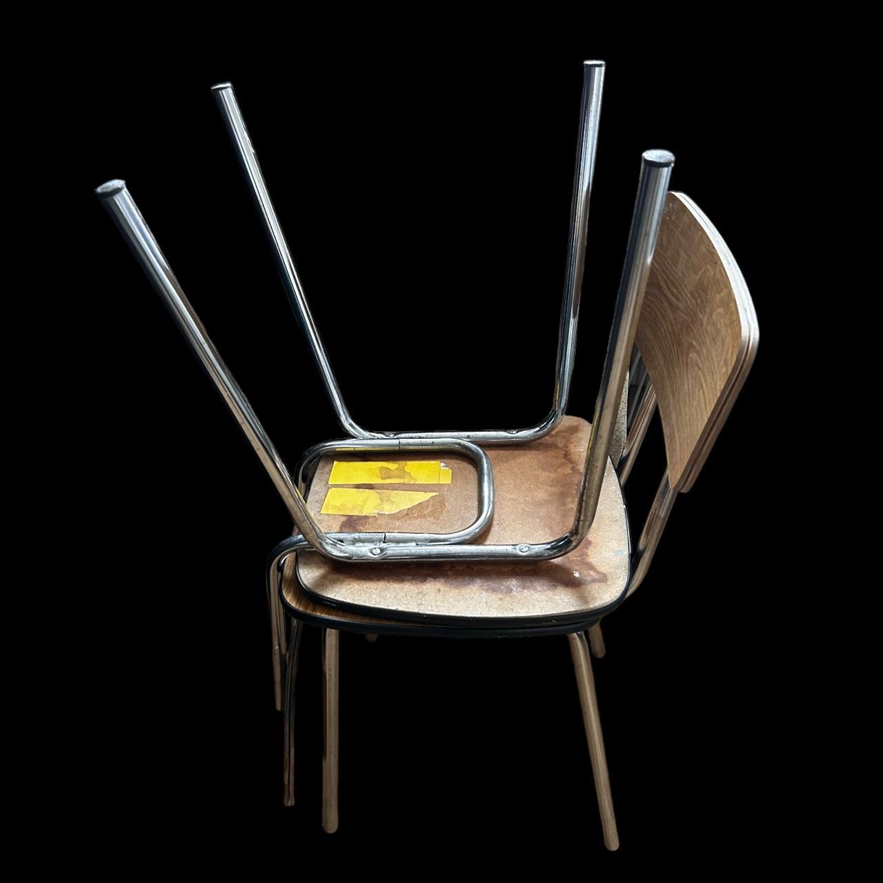 Mid Century Teak Formica Chrome Chairs