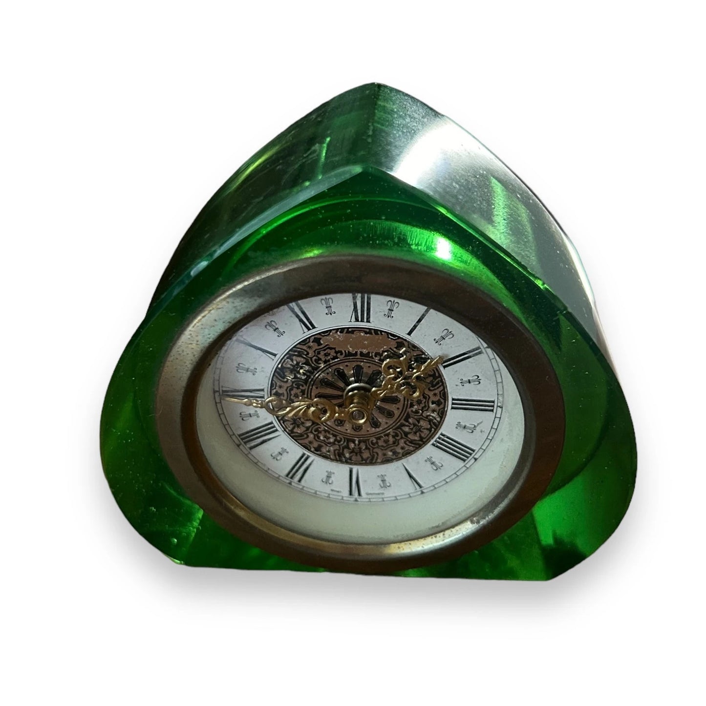 Art Deco Green Uranium Glass Table Clock