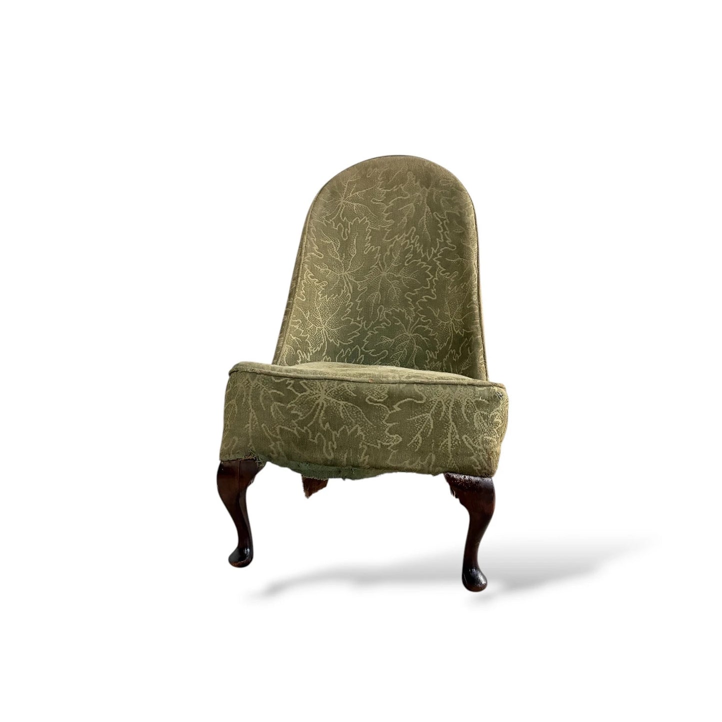 Vintage Green Cocktail Chair with Cabriole Legs – Mid Century Accent Lounge Chair