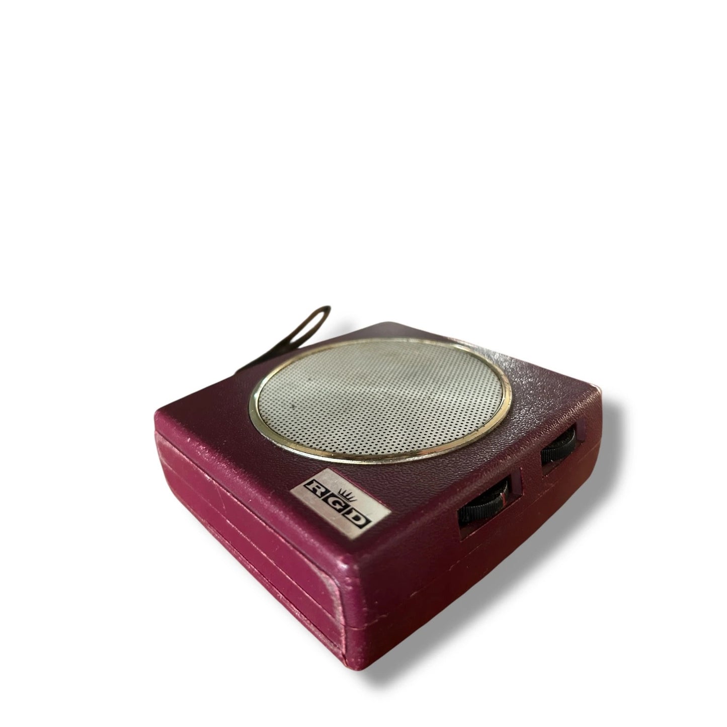 Vintage RGD Burgundy Portable Transistor Radio – 1960s Mid Century Modern Style
