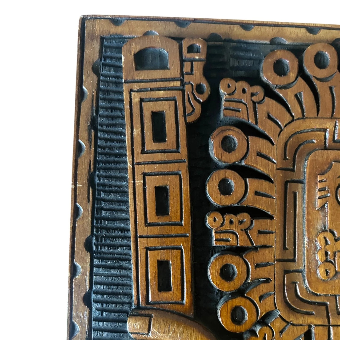 Mid Century Carved Wood Viracocha Incan Sculpture Wall Art Decor