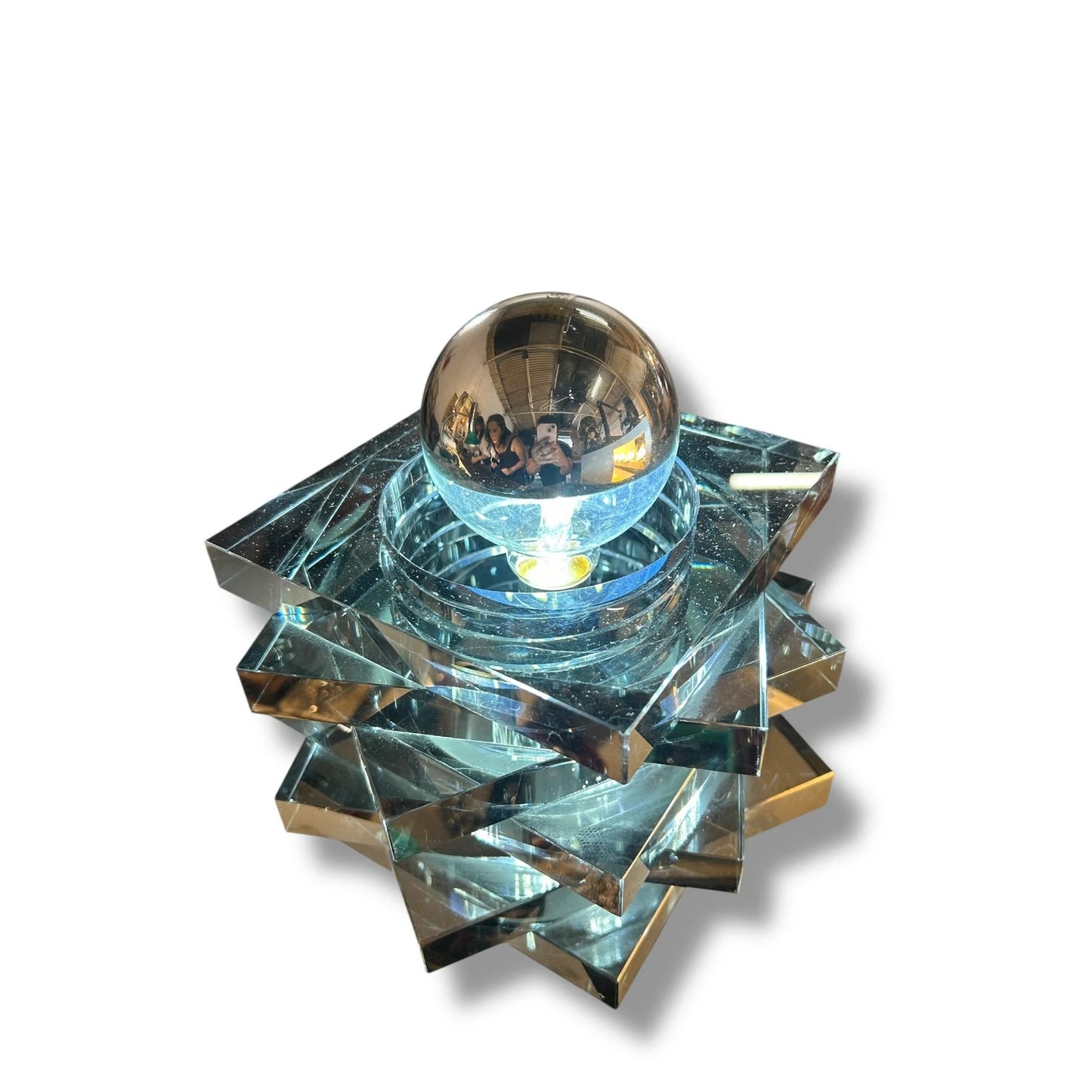 Mid Century Art Deco Glass Ashtray Lamp | Vintage Modernist Table Lamp