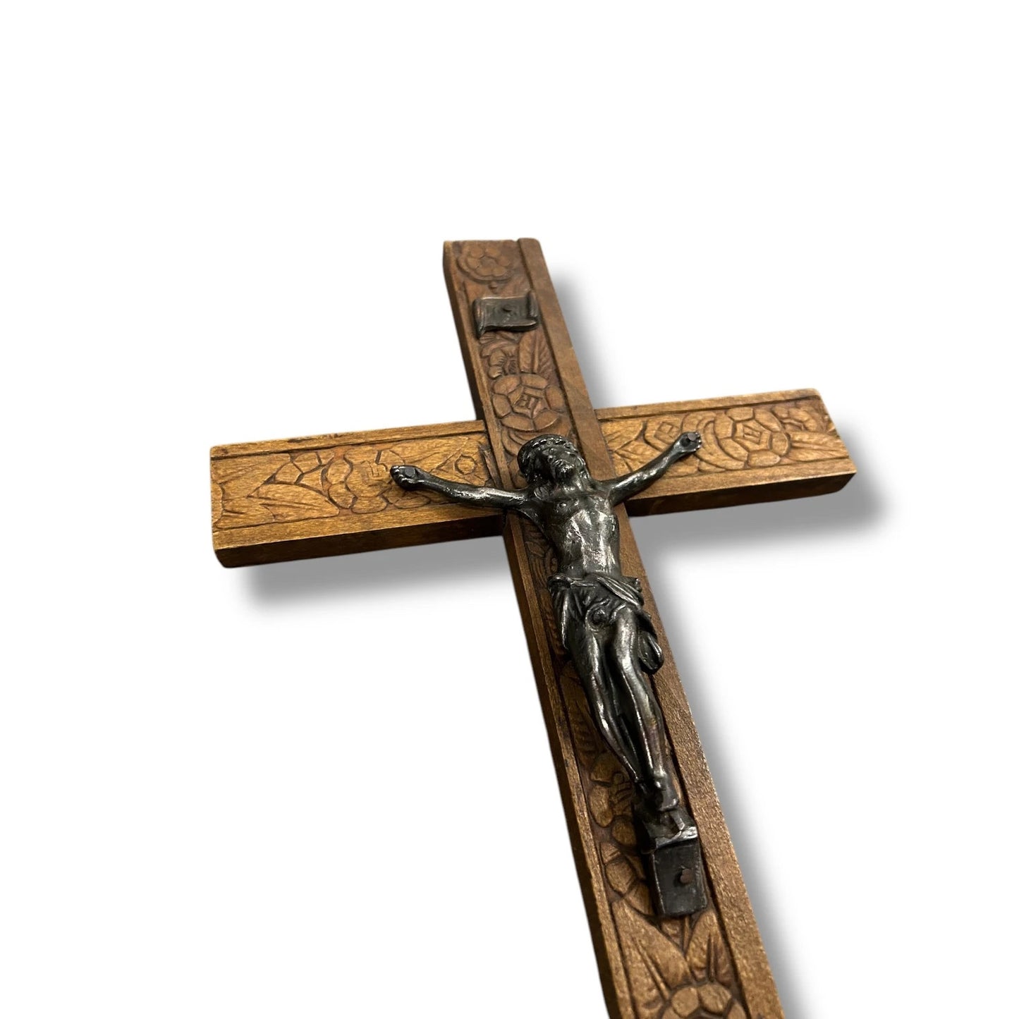 Antique Handcarved Wood Jesus Crucifix