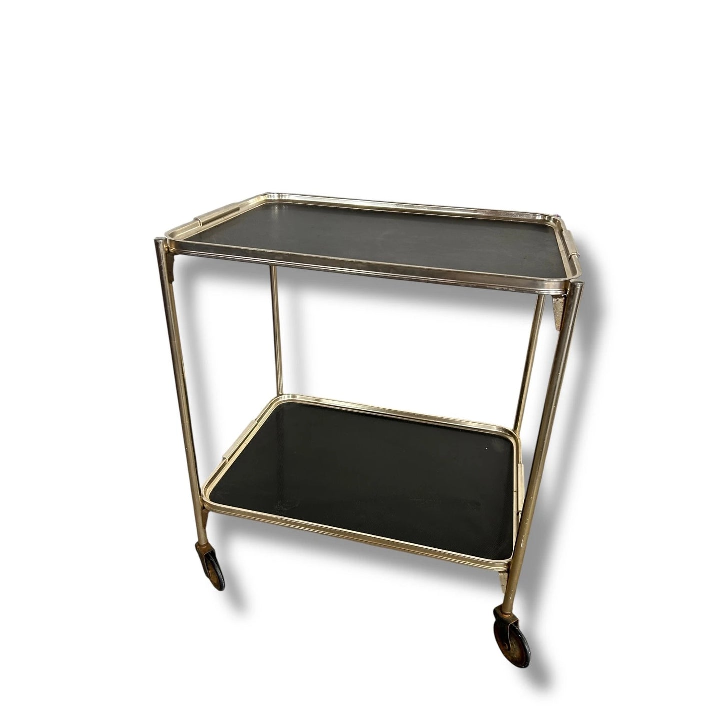 Mid Century Modern Chrome and Black Drinking Trolley