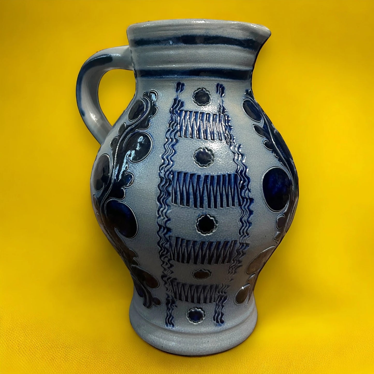 Mid Century West German Blue and White Pitcher Jug