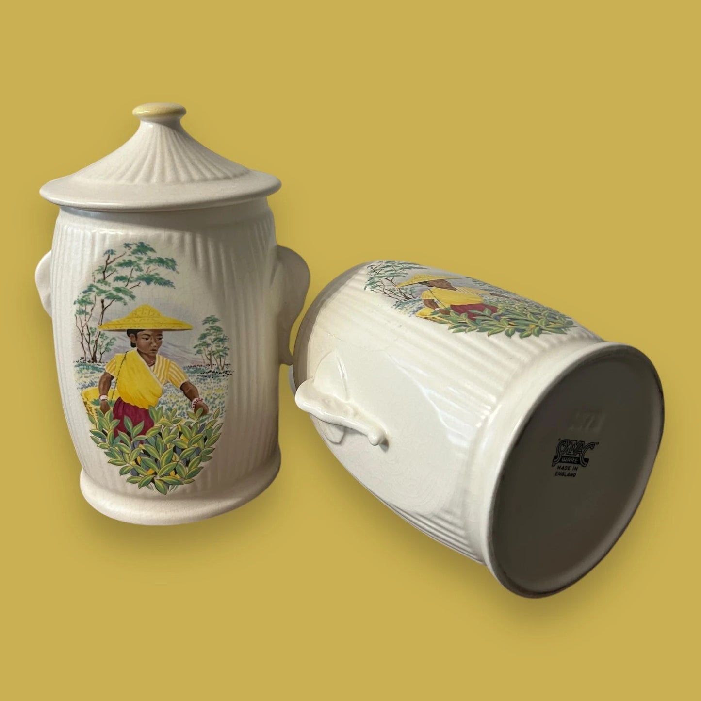 Vintage 1950s Pair of Sylvac Tea Caddys