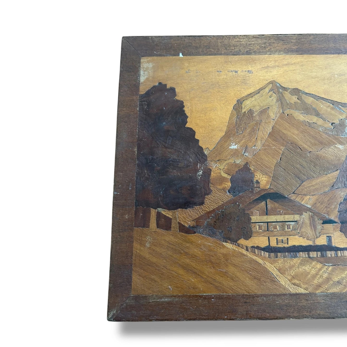 Mid Century Modern Carved Wood Marquetry Picture Panel