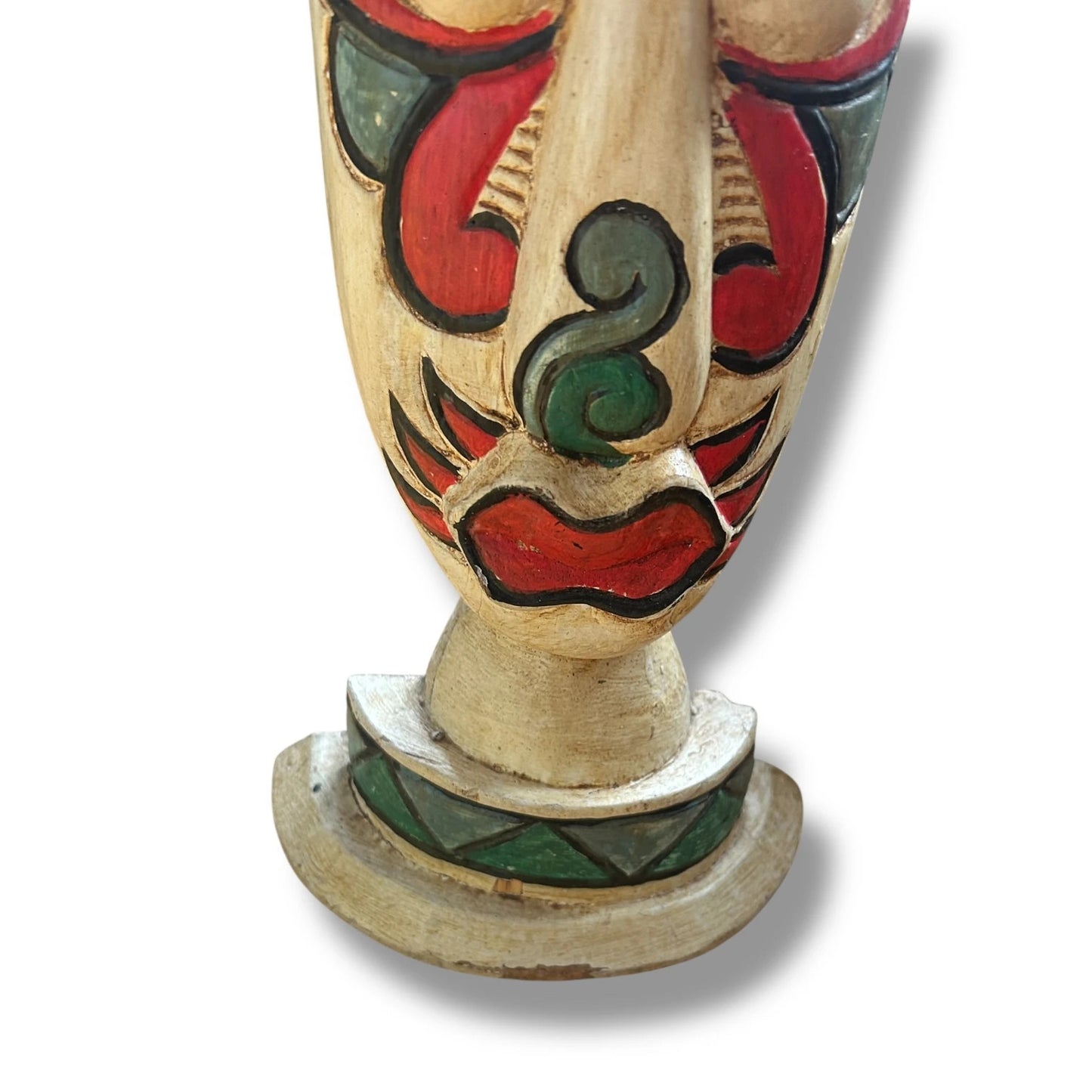 Vintage 1990s Carved Wood Indonesian Tabletop Mask Sculpture