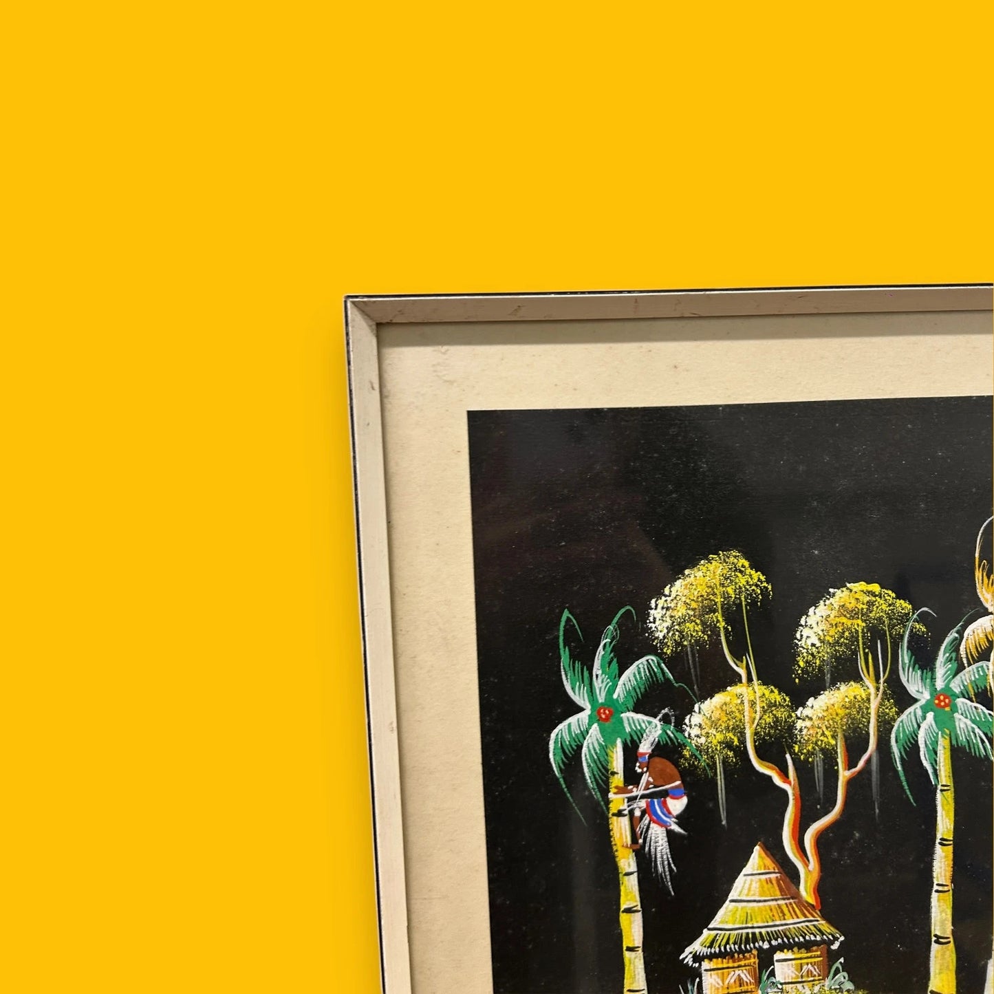 Vintage 1980s African Art Oil Pastels Painting