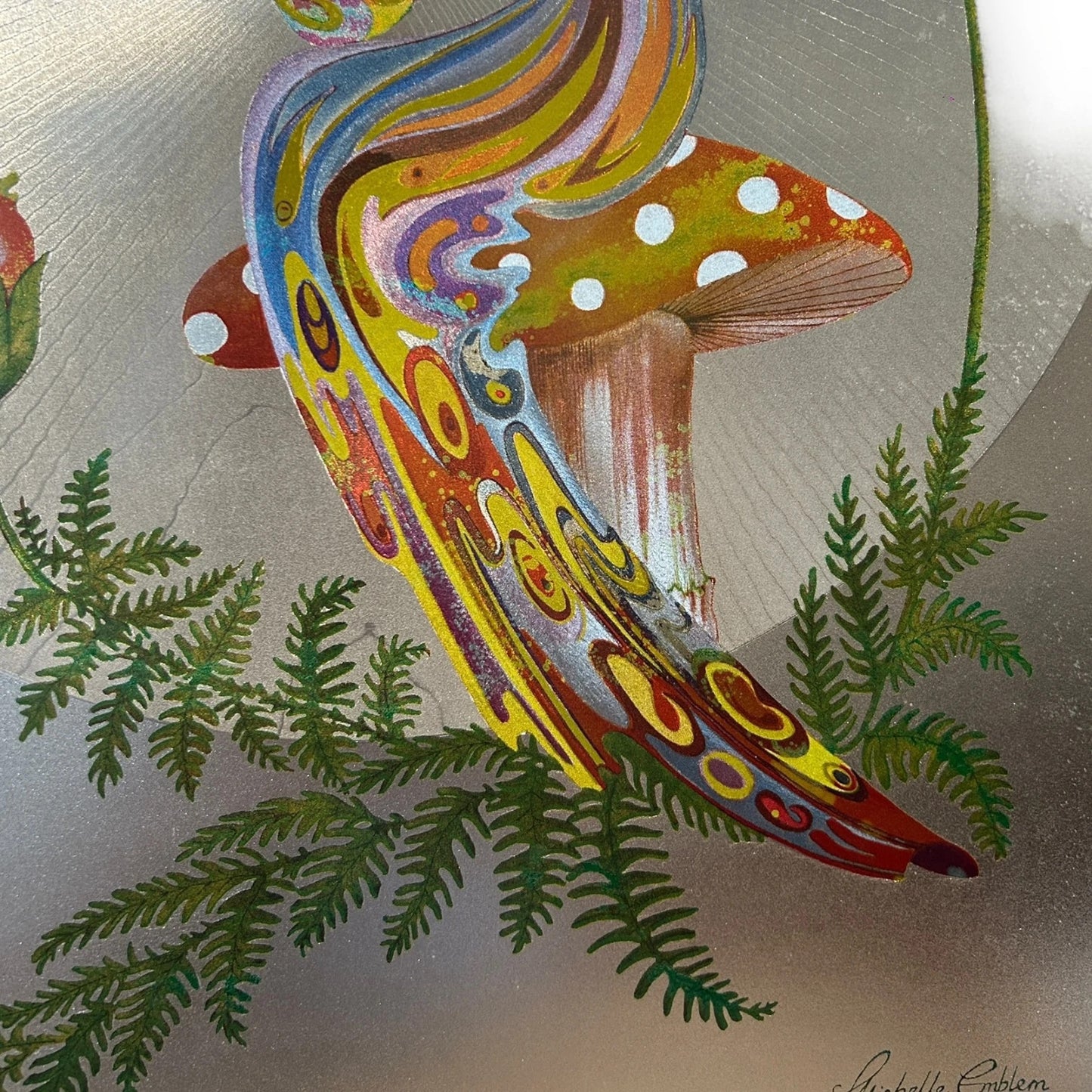 Mid Century Michelle Emblem Poppy Fairy Foil Painting