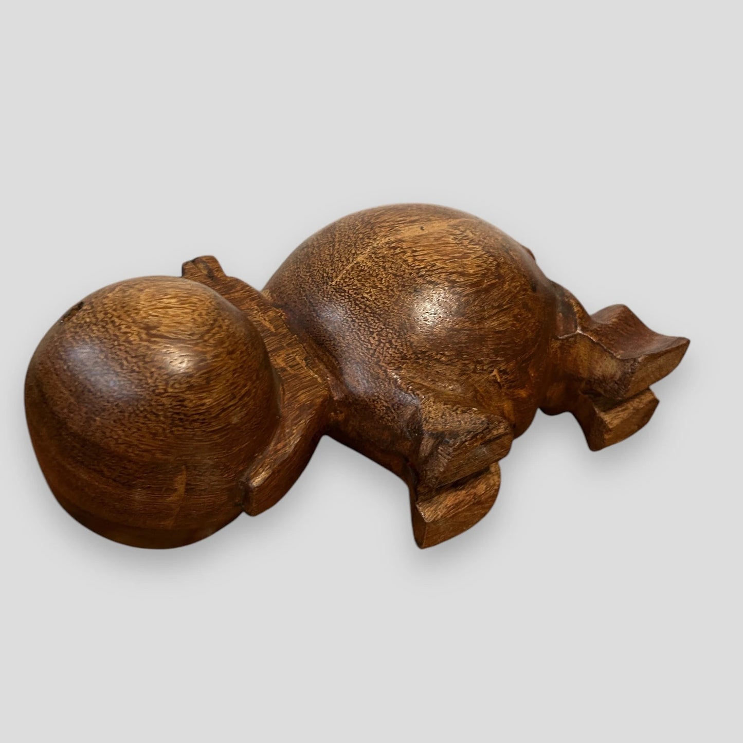 Mid century carved wood hippo sculpture