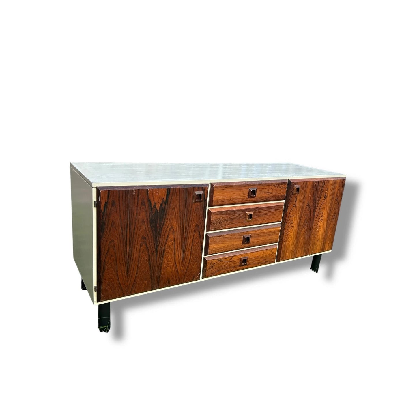 Mid Century Modern Space Age and Rosewood Norwegian Small Sideboard Credenza Cabinet