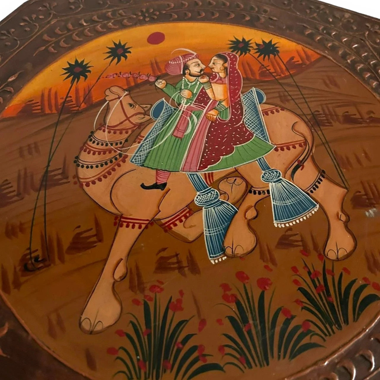 Mid Century Indian Scene Traditional Side Table