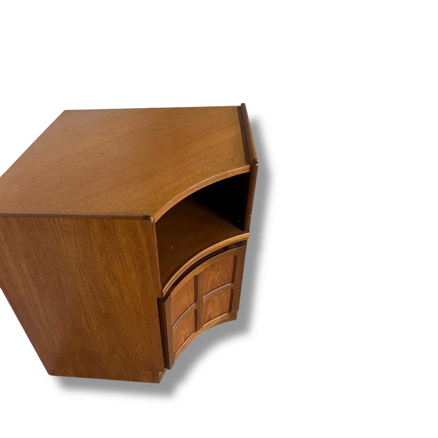 Mid Century Modern Nathan Squares Panelling Teak Corner Cabinet