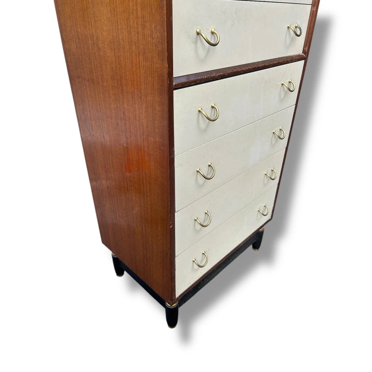Mid-Century G Plan Librenza Tallboy Chest of Drawers – 6-Drawer Vintage Teak & Cream