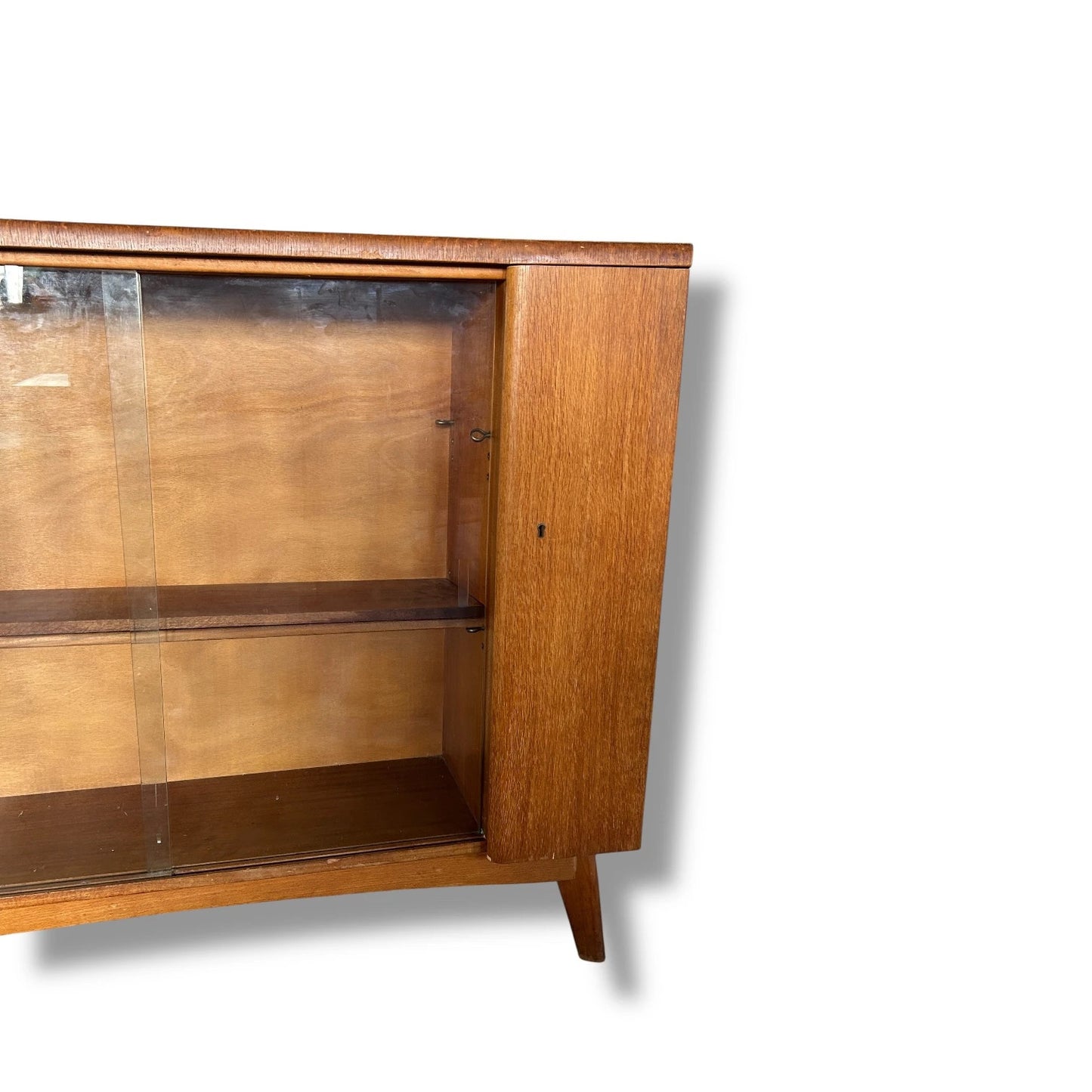 Mid-Century Nathan Teak Drinks Cabinet with Glass Sliding Doors