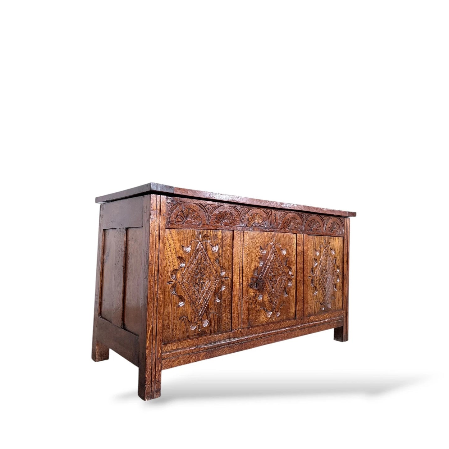 Antique Style Carved Oak Blanket Box | Vintage Storage Chest