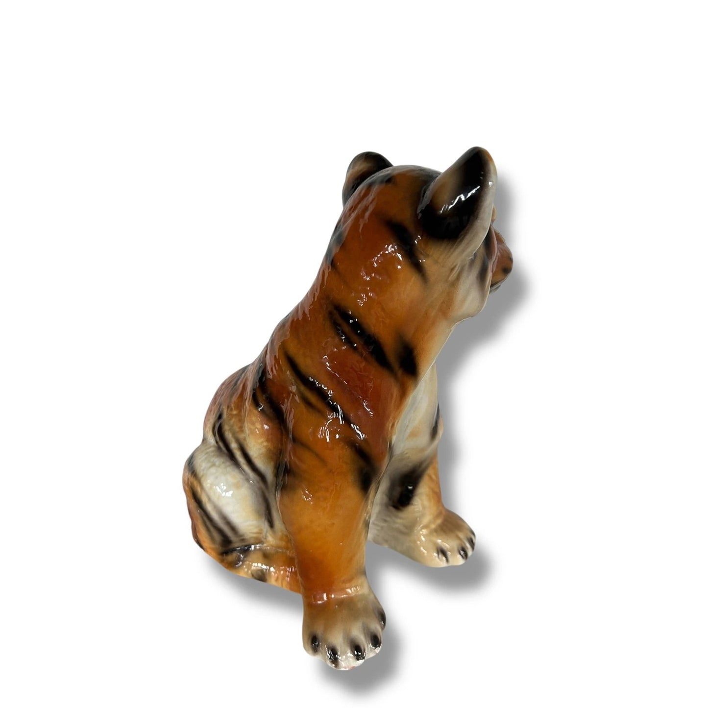 Vintage Italian Ceramic Tiger Cub Figurine – Hand-Painted Mid-Century Modern