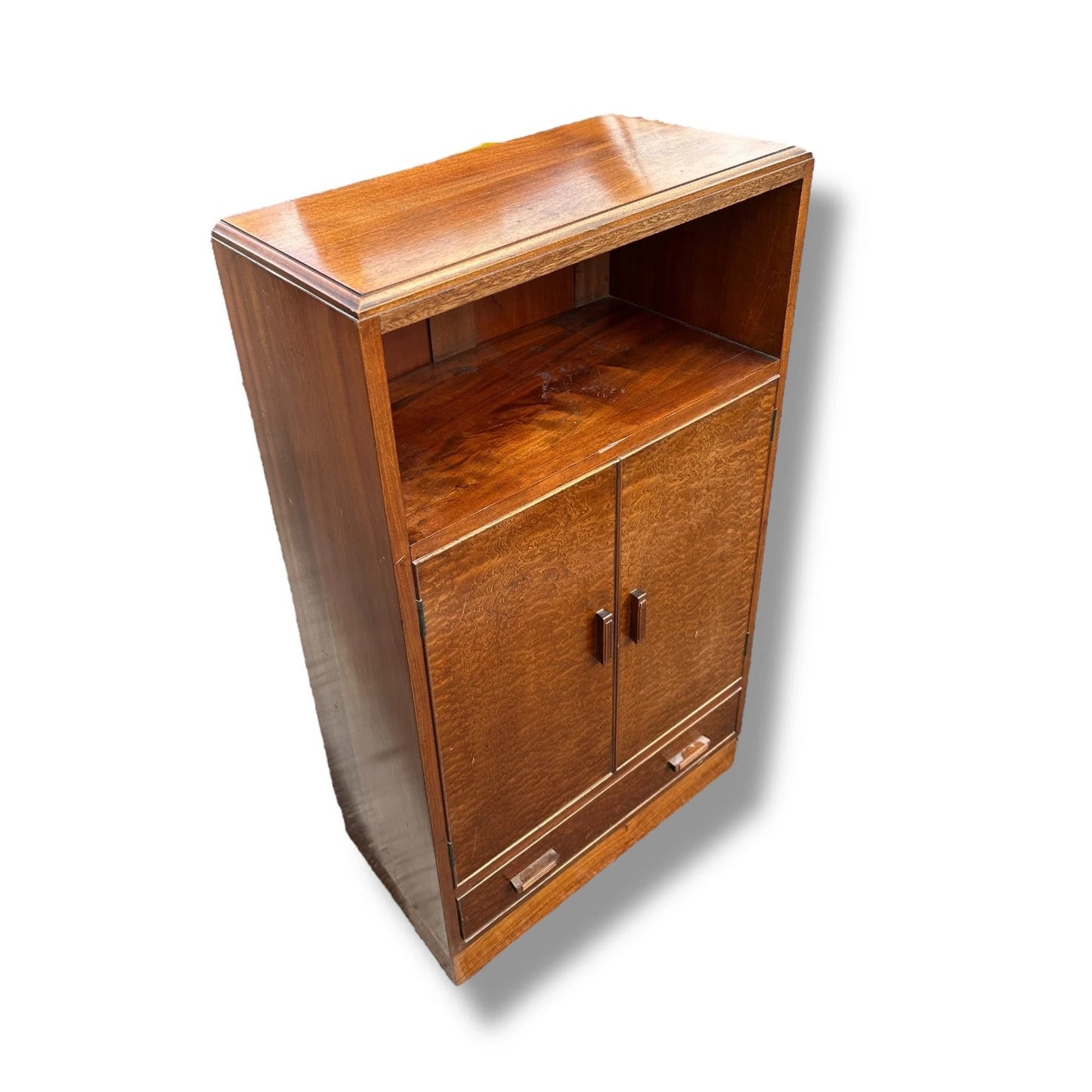Vintage 1930s Art Deco Oak Cabinet | Small Storage Cupboard with Drawer