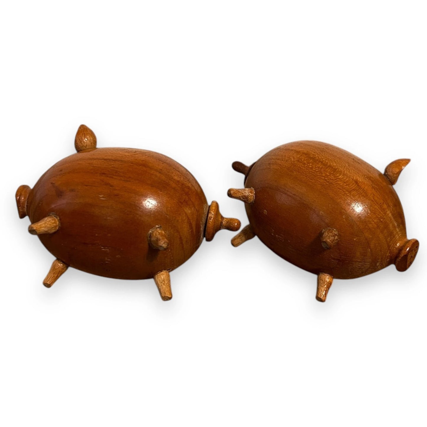 Mid Century Teak Pigs Salt and Pepper Set