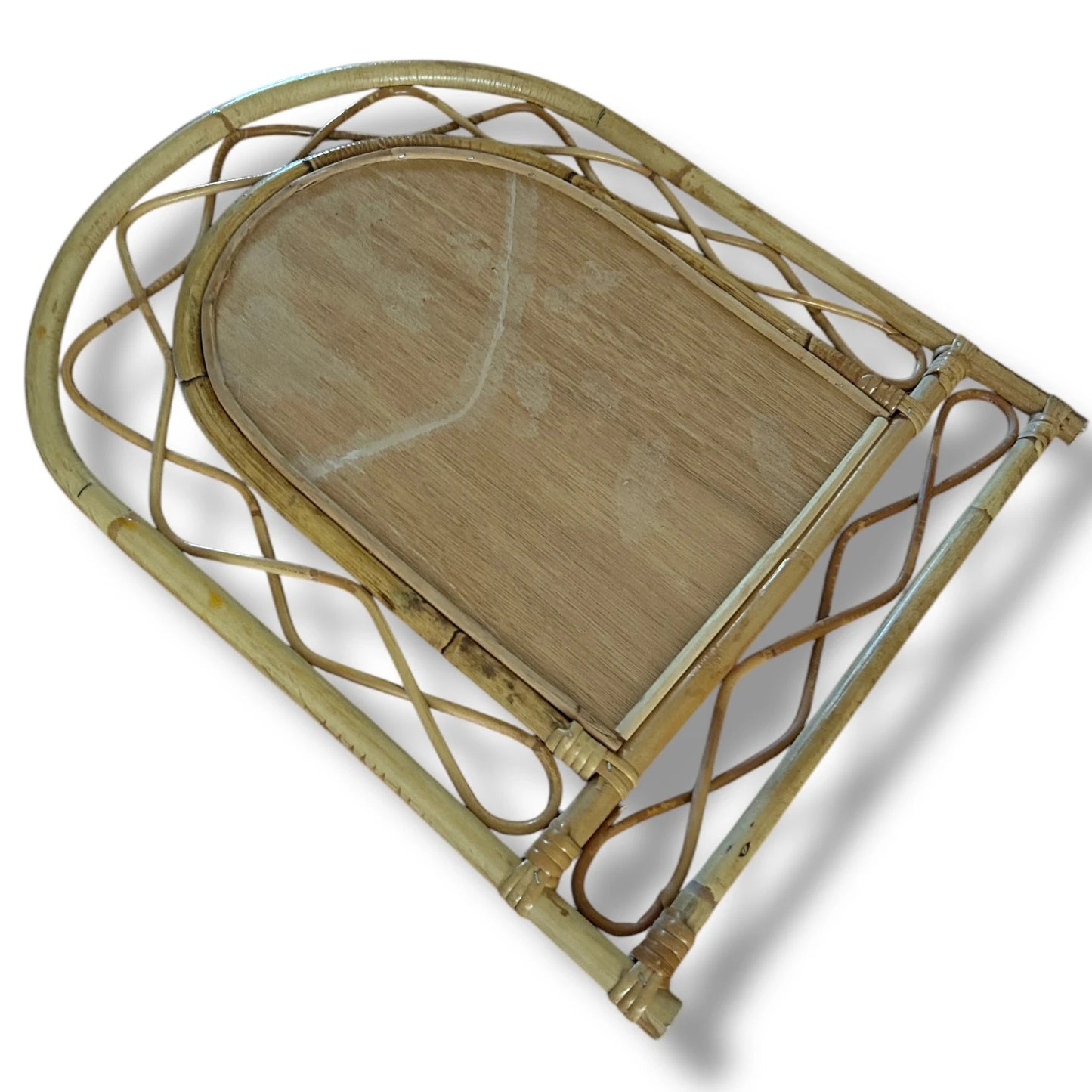 Mid century wicker bamboo mirror