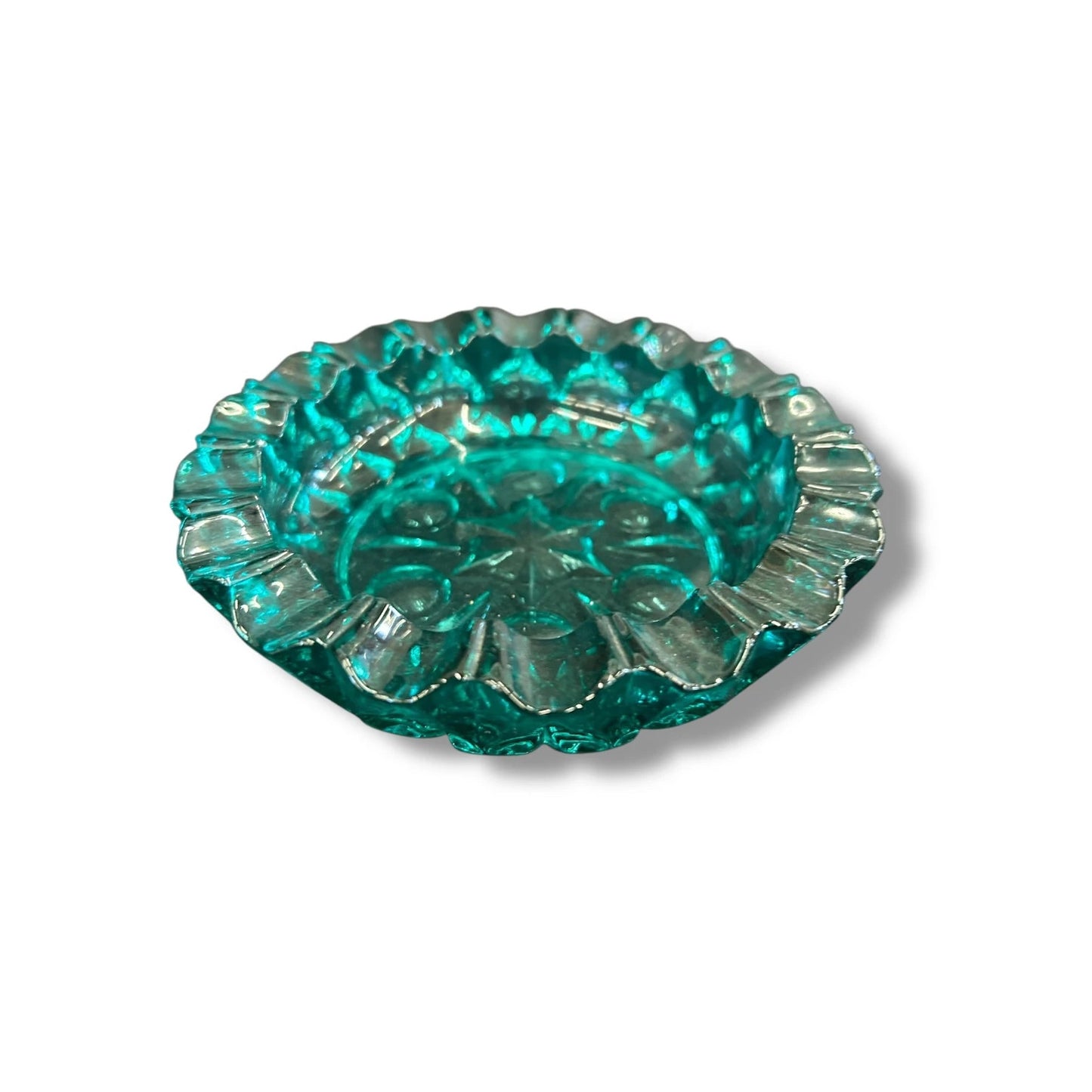 Mid Century Modern Green Glass Ashtray