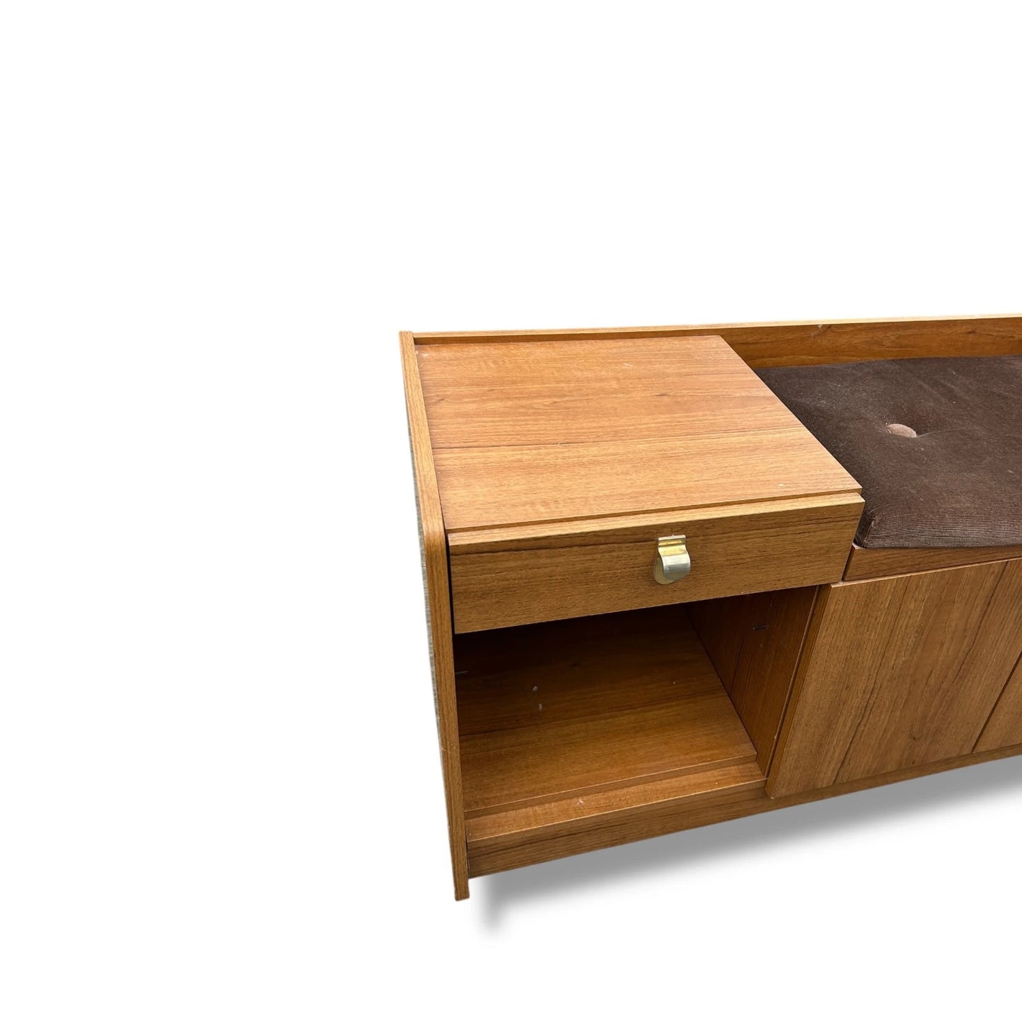 Vintage Schreiber Telephone Table – Mid Century Modern Teak Hall Seat with Storage