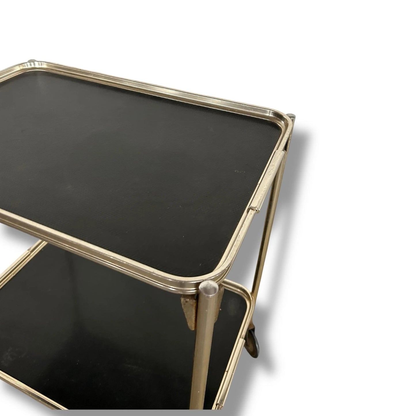 Mid Century Modern Chrome and Black Drinking Trolley