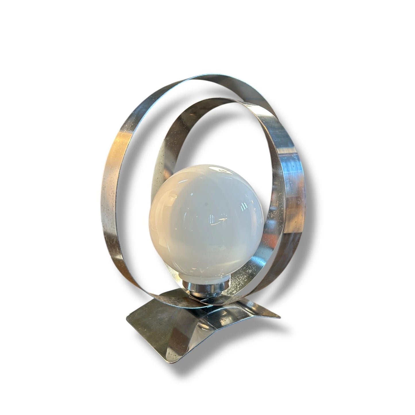 Mid Century Modern Space Age Chrome and Opaline Glass Table Lamp