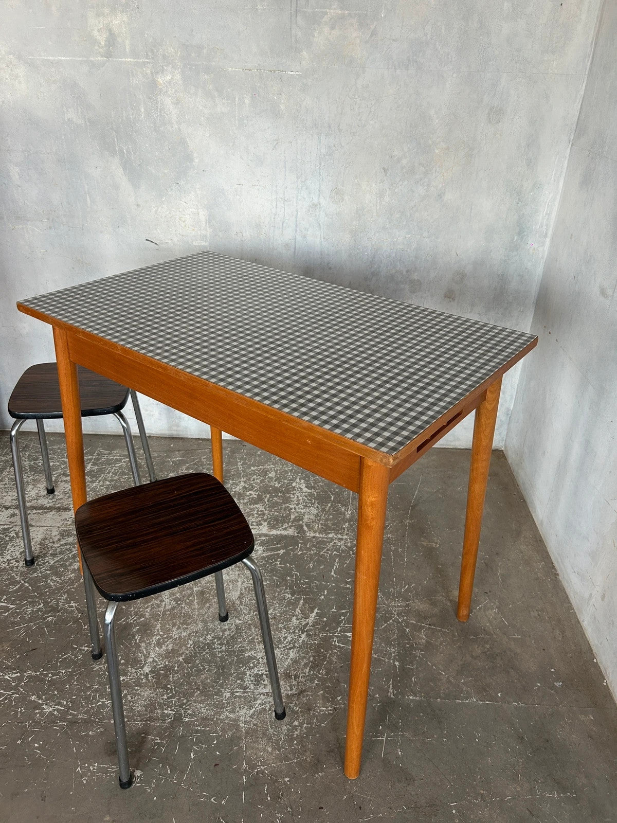 Mid Century Modern Checkered Formica Top Kitchen Dining Table