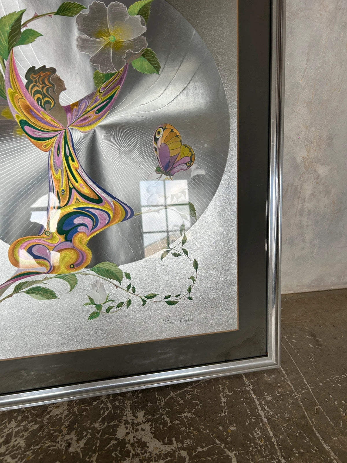 Mid Century Modern Michelle Emblem Poppy Fairy Foil Art Painting