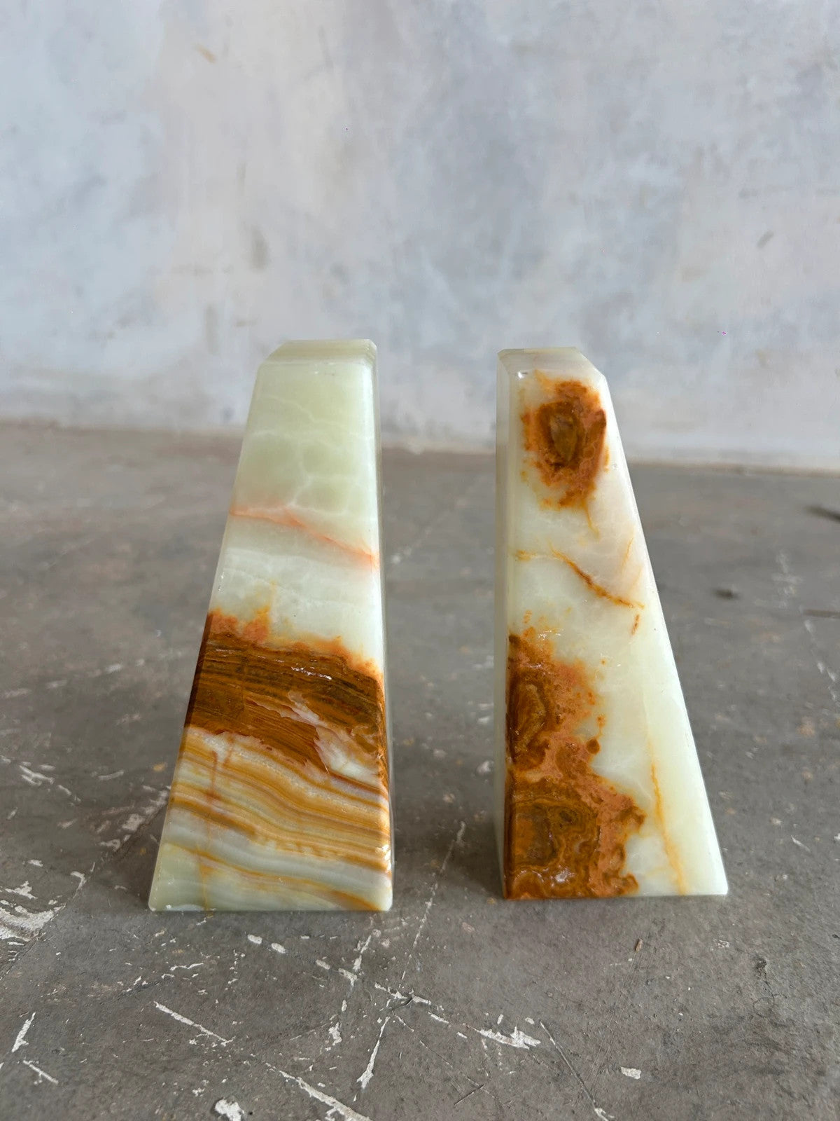 Mid Century Modern Onyx Marble Bookends